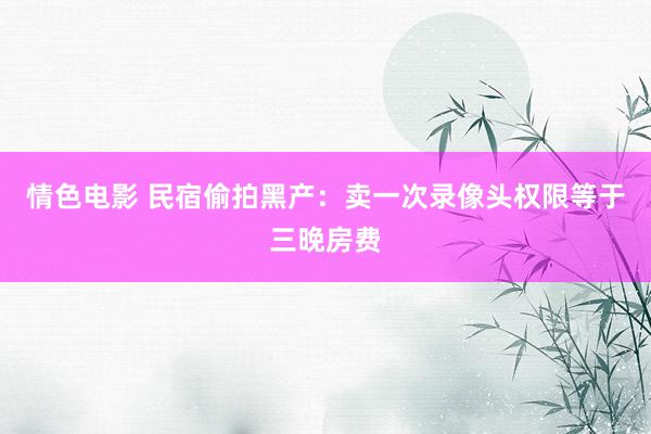 情色电影 民宿偷拍黑产：卖一次录像头权限等于三晚房费