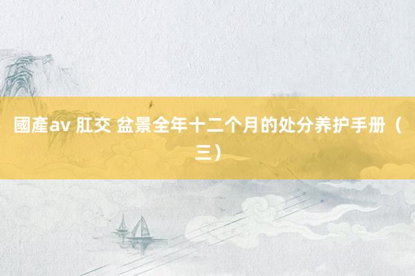 國產av 肛交 盆景全年十二个月的处分养护手册（三）