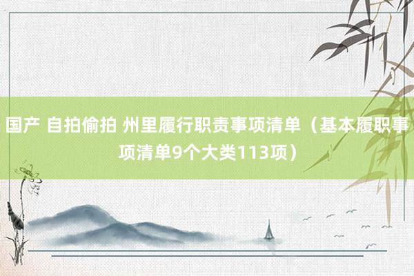 国产 自拍偷拍 州里履行职责事项清单(基本履职事项清单9个大类113项)
