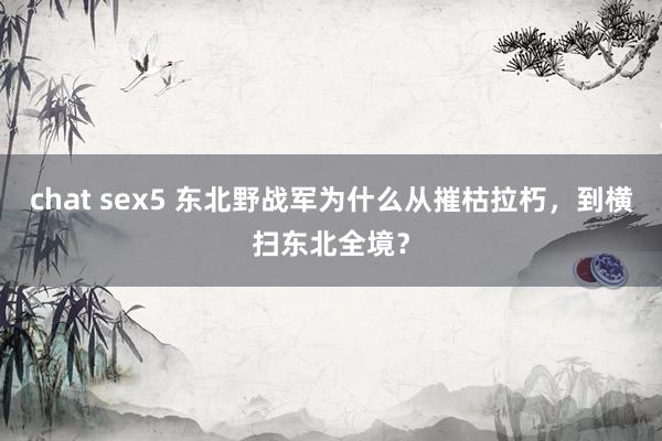 chat sex5 东北野战军为什么从摧枯拉朽，到横扫东北全境？